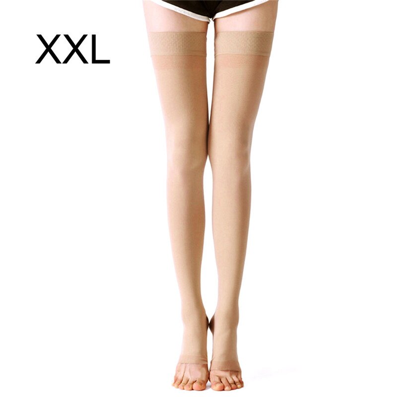 M-XXL Elastic Open Toe Knee High Stockings Calf Compression Stockings Varicose Veins Treat Shaping Graduated Pressure Stockings: Nude 01 XXL
