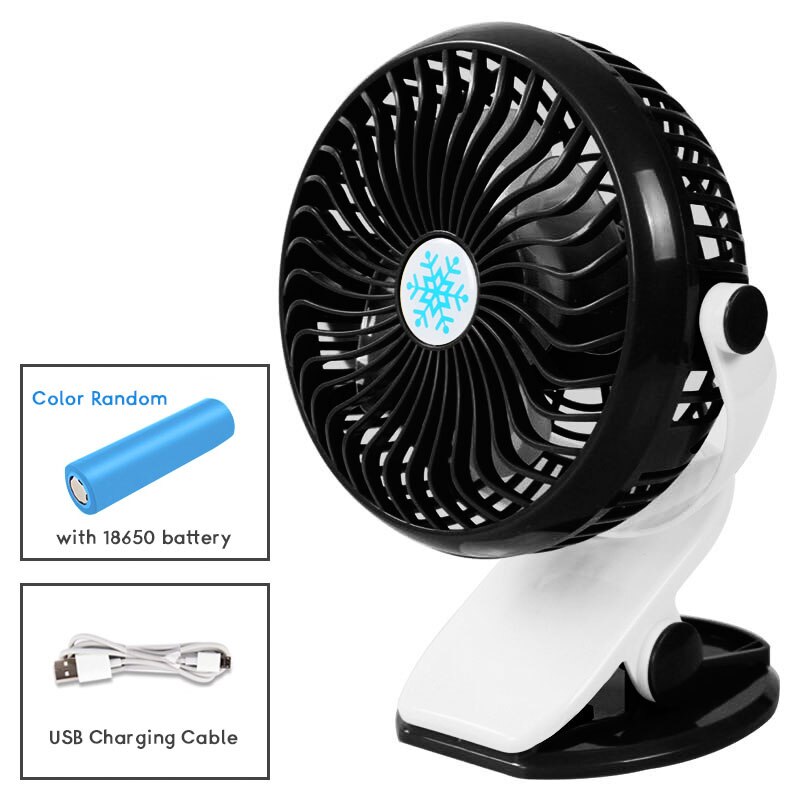 Summer Portable usb Mini Fan Small Flexible Handy Usb Charging Fan Noiseless Rotate 360 Degree Desktop Clip Electric Sleep Fans: Black