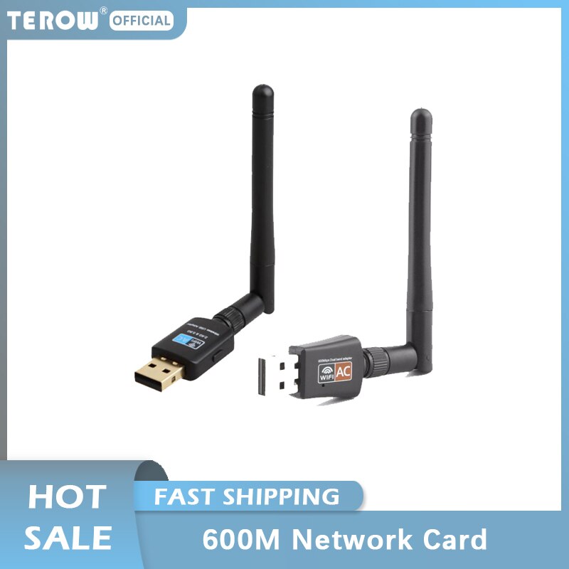 TEROW 600Mbps adattatore/ricevitore WiFi USB Dual Band 5.8GHz 2.4GHz USB 2.0 Antenna 2dBi ad alta velocità RTL8811CU per Laptop e Desktop