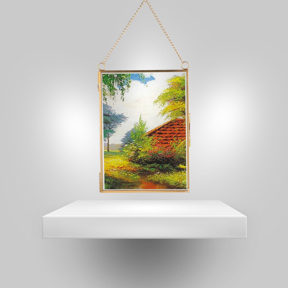 Clip para foto de Prame de cristal colgante, marcos de fotografía decorativos, soporte para espécimen, Marcos colgantes para fotos, marcos de decoración de pared