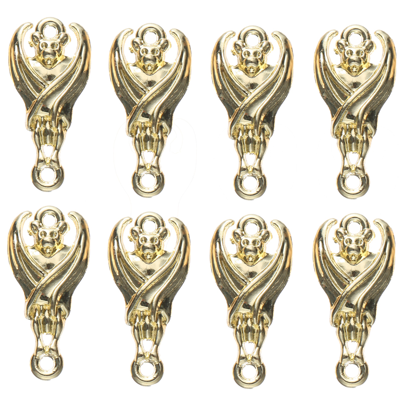 10 unids/lote de dijes de murciélago de Color dorado y negro, conector colgante, pendientes DIY, pulsera, collar para accesorios de fabricación de joyas: Color amarillo dorado claro