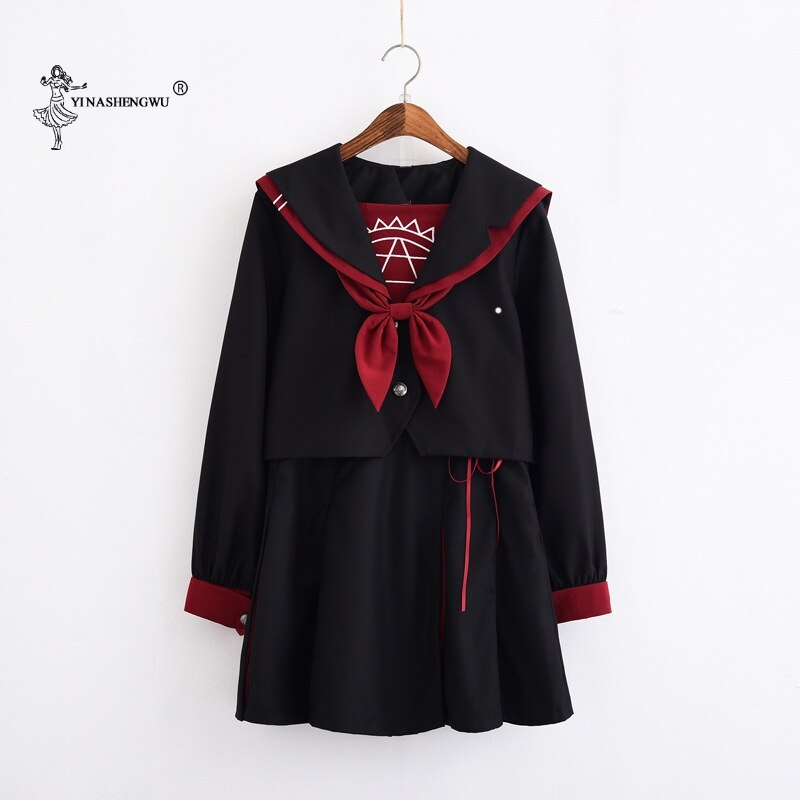 Ragazze Uniformi Scolastiche Giapponesi Della signora Femminile Gruppo Marinaio Vestito Della signora Squadra di prestazione di Danza Costumi di Halloween 2-pezzo impostato con cravatta