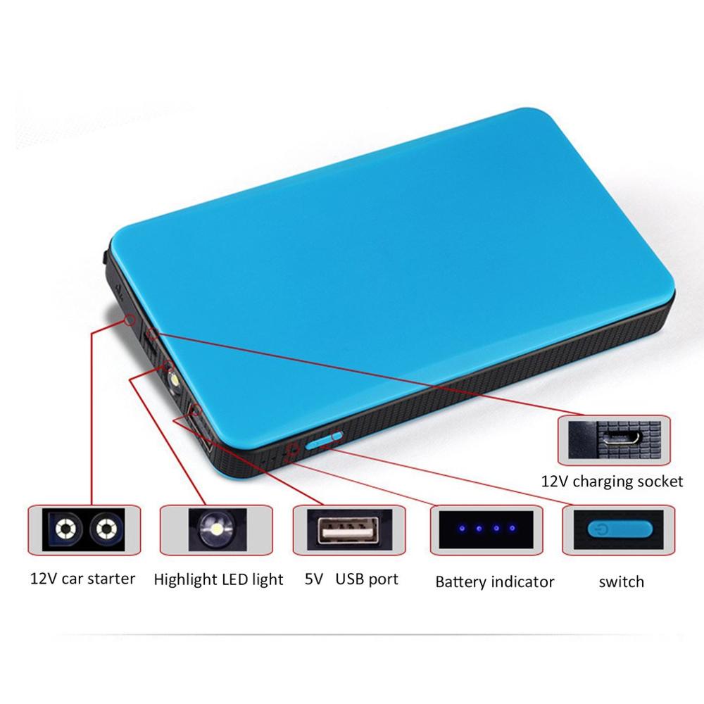 Démarreur de saut de voiture dispositif de démarrage Portable briquet batterie externe Booster chargeur de batterie Portable démarreur de voiture briquet