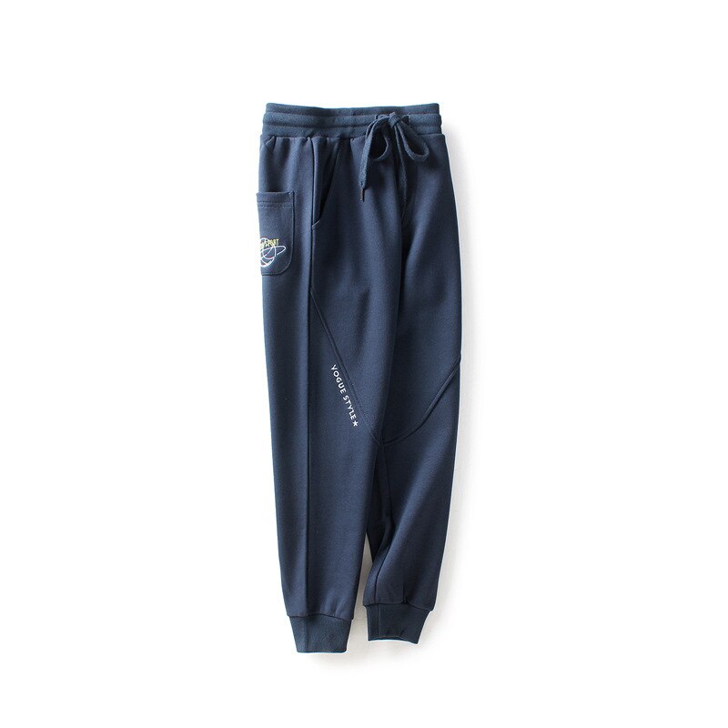 Pantalon de survêtement pour garçon, gris, noir, bleu foncé, décontracté, vêtements de pour enfant de 7 à 12 ans, printemps-automne: Dark blue / 8