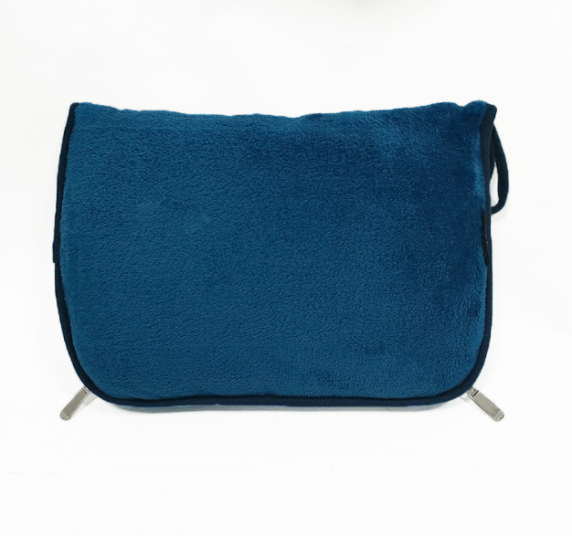 Couverture et oreiller de voyage, boucle à clipser, couverture combinée 2 en 1 en polaire douce et chaude pour avion, Camping, voiture, grande couverture compacte: Bleu profond