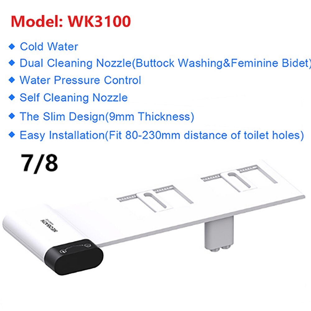 Ultra Thin Non-Electric Mechanical Toilet Seat Bidet Attachment Dual Nozzle Sprayer Fresh Water Spray for Personal Hygiene: 3100 North American