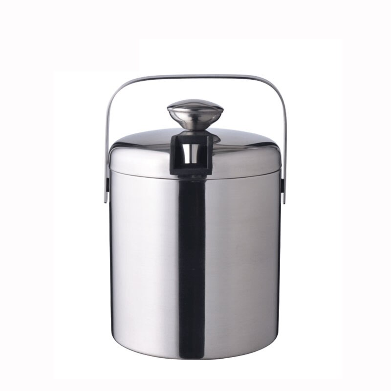 Stainless Steel Ice Bucket Portable Thicken Double Wall Insulated Bucket with Lid Wine Barrel Champagne Cooler Bar Tools