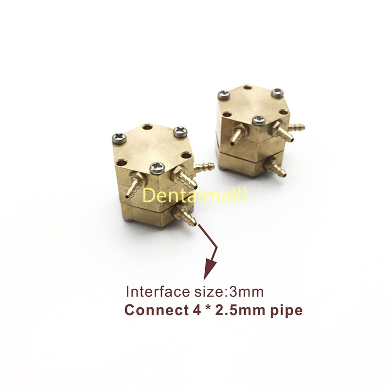 2 Stuks Dental Zeshoekige Water Air Valve 3Mm Koper 4 Connectors Tandartsstoel Unit: Default Title