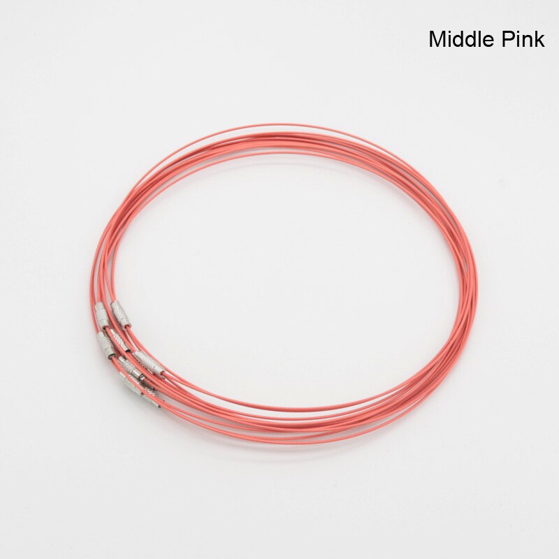 10 stücke 1mm 18inch draht halskette kragen choker kreis drehmomente schmuck hals-zubehör verschluss draht-kragen multi-farbe kupfer: middle pink