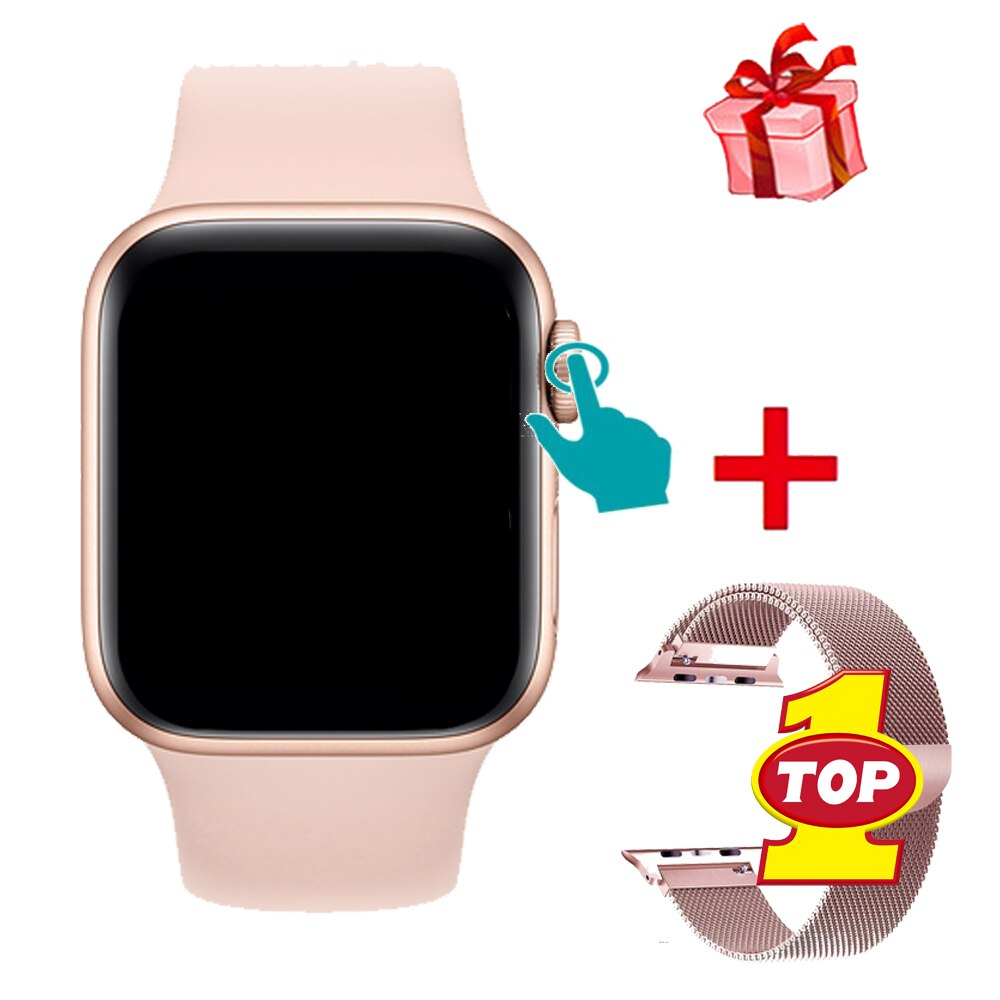 T500 Smart Watch Series 5 Bluetooth Call 44mm Smartwatch Change Strap Heart Rate Monitor for IOS Android Phone PK IWO 12 8: PI Add Pink Steel