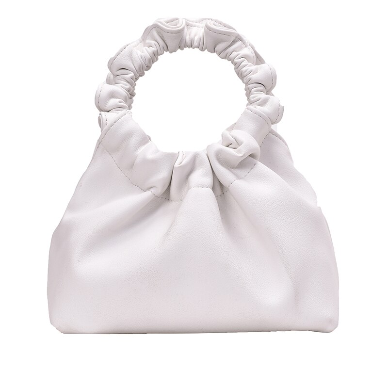 Bolso pequeño de cuero de lujo para mujer, bolsa de mano de noche suave, bandolera de cuero, bolso de mano: White shoulder bag