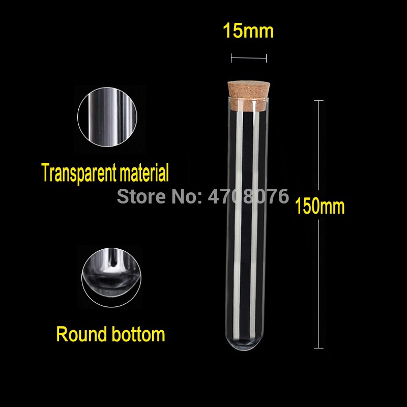 Borosilicate lab glass test tube with cork stopper blowing glass Pyrex test tube for scientific experiments 15x150mm 15pcs/lot