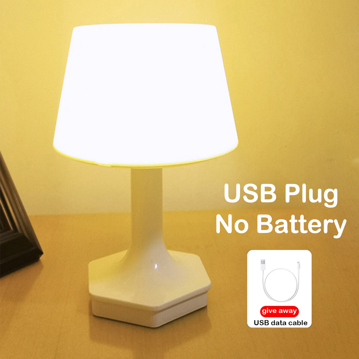 Eenvoudige Led Oplaadbare Tafellamp Twee Kleuren Switch Bed Usb Bureau Licht Oogzorg Voor Slaapkamer Leesdecoratie Nachtlampje: Beige
