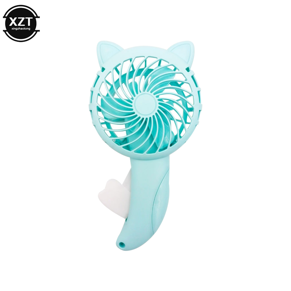 Mini Draagbare Hand Druk Ventilator Zonder Batterij Huishoudelijke Cartoon Koeling Airconditioner Voor Kinderen Kids Manual Fan 3 Kleuren: Khaki