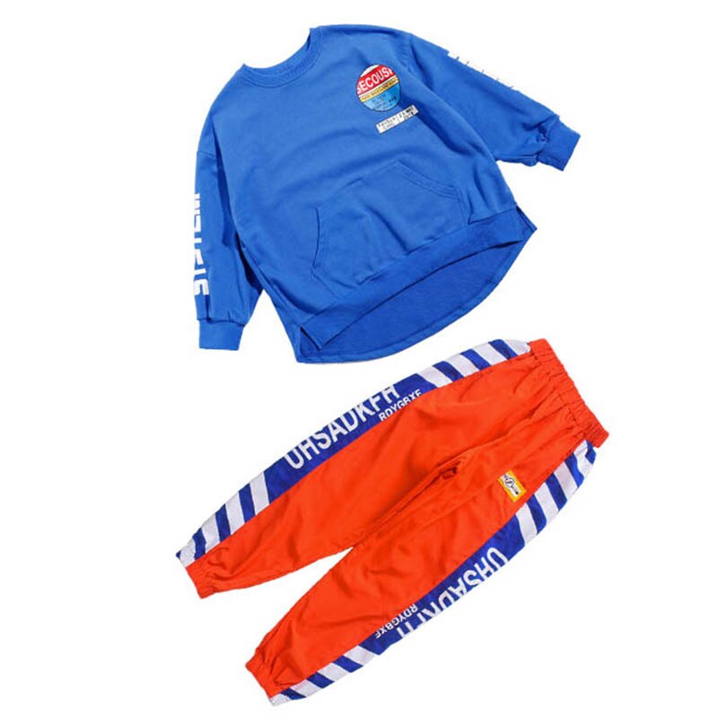 Loose Hip Hop Dance Costumes Kids Blue Street Dance Practice Wear Girls Boys Stage Rave Outfit Jazz Performance Clothes DC2868