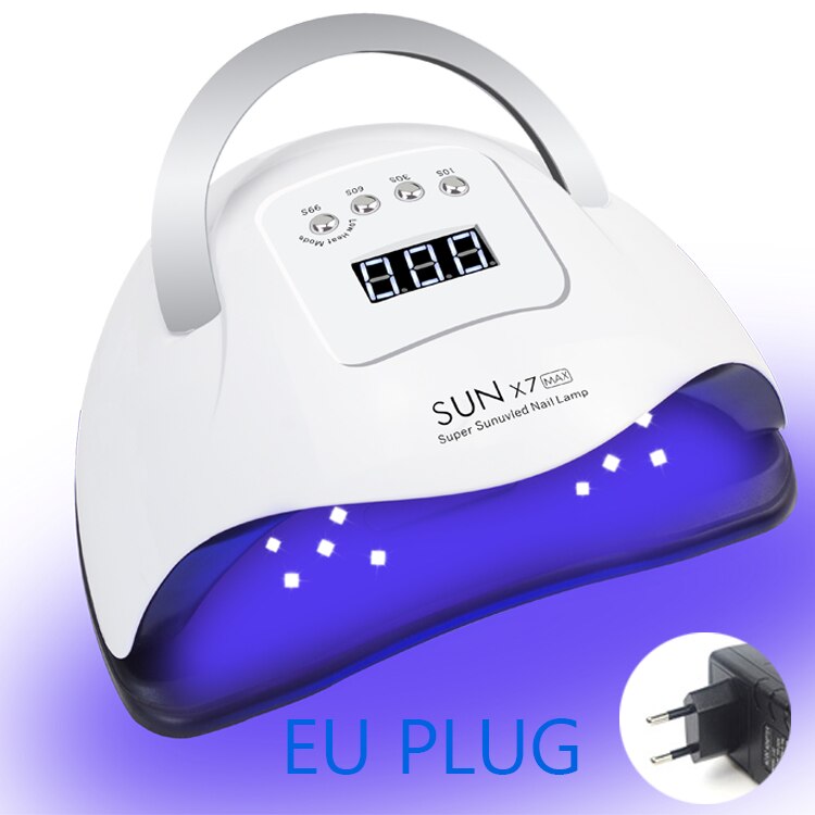 SUN X7 MAX-Lámpara LED de secado de uñas, 10/30/60/99 temporizador, ajuste, pulidor, secador con detección de movimiento, UV, herramienta de manicura de Gel: X7 MAX-EU