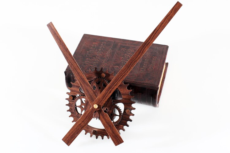 Vægur 30cm stor markør ur mekanisme vægure saat reloj retro træ gear gear ure hængende tilbehør mute kit: Chokolade