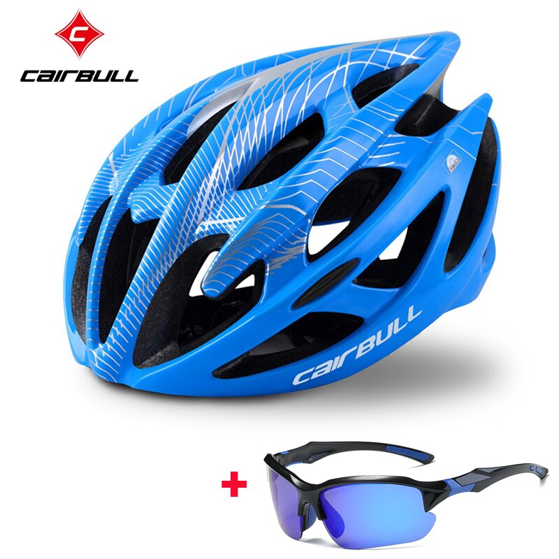 Ultraleicht Radfahren Helm mit Polarisierte Gläser Einstellbar Mountain Reiten Bike Kopf Schutz Helm Fahrrad Sport Helme: blue C / SM(52-58cm)