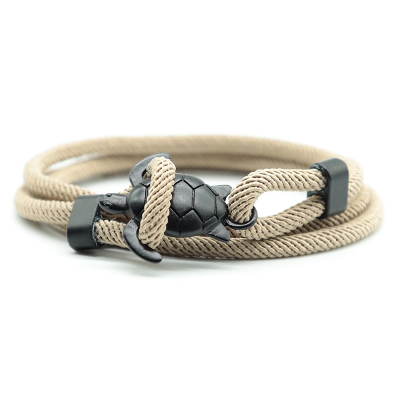 Noter novel skildpadde armbånd til mænd håndlavet flerlags justerbar snor kæde armbånd strand surfer smykker wrap braslet pulseira: Vermeil