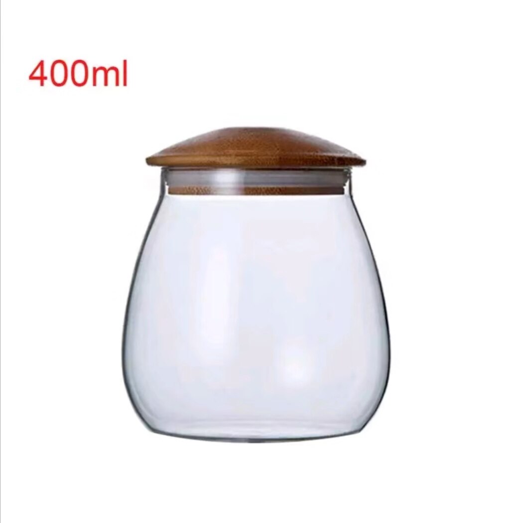 Household Mushroom Shape Glass Storage Bottles Miscellaneous Grains Sealed Cans Food Storage Jars Tea Leaf Coffee Beans Jars: 400ml