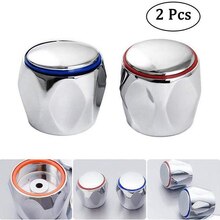 Koude Kraan Slingerknop Universele Vervanging Handvat Zilver Tone Rood + Blauw 2 Stks/set Kraan Knop Handvat Badkamer Accessoires