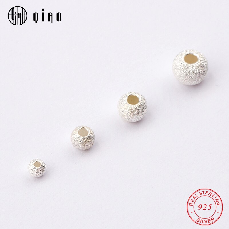 5PCS 3-6mm 925 sterling silver Beads Exquisite brushed round beads Loose Spacer silver Beads Bracelet Necklace Jewelry Making
