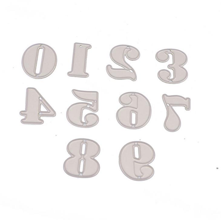 10 stuks/set kawaii 0-9 cijfers metalen snijmallen sjablonen diy reliëf scrapbooking decoratief papier kaarten maken knutselen