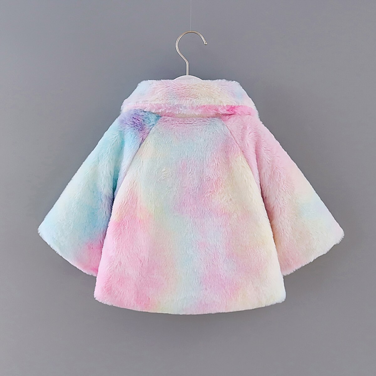 Abrigo de mezcla de lana para niñas, ropa de princesa con tinte dibujo de corbata y bolas, abrigo de manga larga con cuello vuelto, Invierno