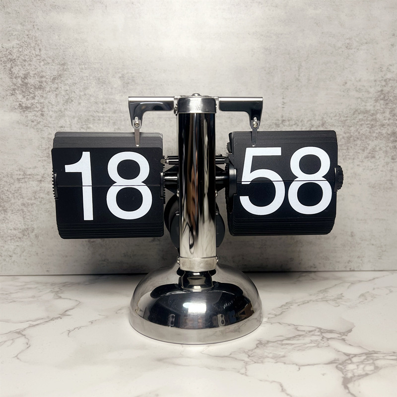 Reloj Digital con tapa Vintage, reloj de mesa con página abatible automática mecánica, reloj Digital con tapa para oficina, decoración del hogar,: Rosa