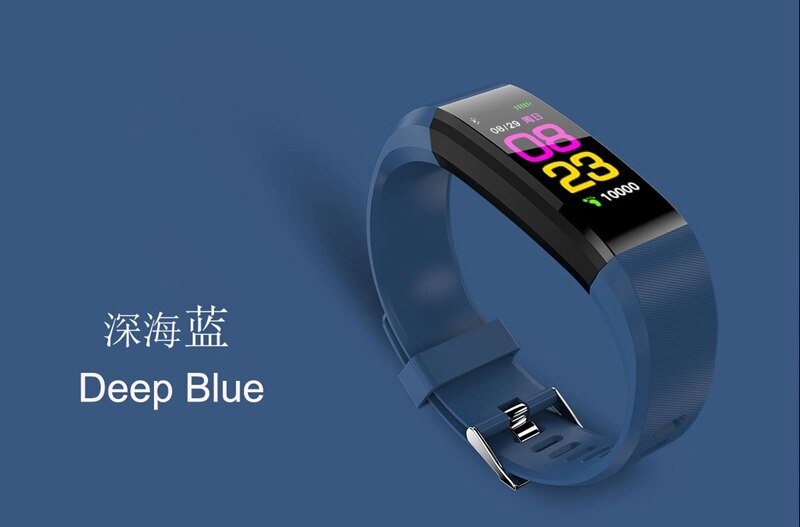 Heart Rate Fit Bit Smart Band Bracelet Watch 115 plus with Step Calories Mileage Blood Pressure Sleep Monitoring: Blue