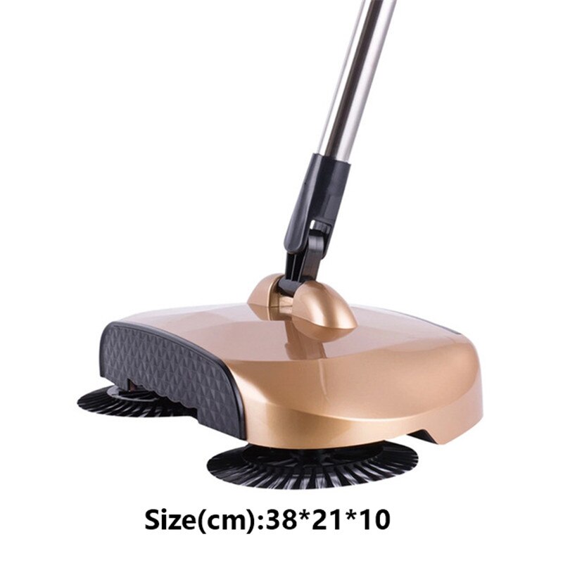 Automatische Veegmachine Machine Hand Push Magische Bezem En Stoffer Set Dweilen Machine Rvs 3 In1 Household Cleaning Tools: Gold and dark