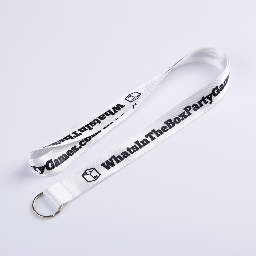 Anpassad lanyard polyester nylon skärm präglade billig halsrem med metall clip fäste