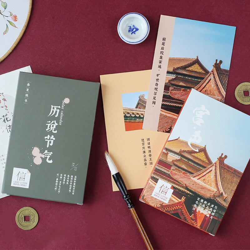 30pcs Box Paper Postcard Writable Kid's Painting Warm Art Museum Notes Journal Scrapbook Greeting Card Cute Decoration
