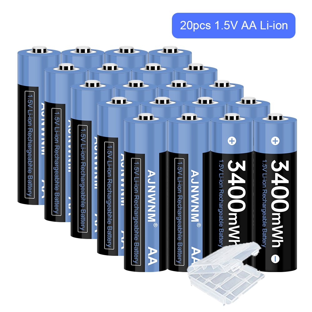 Baterías de iones de litio recargables, pilas AA de 1,5 v, 3400mWh, AA, 1,5 V, AA, 1,5 v