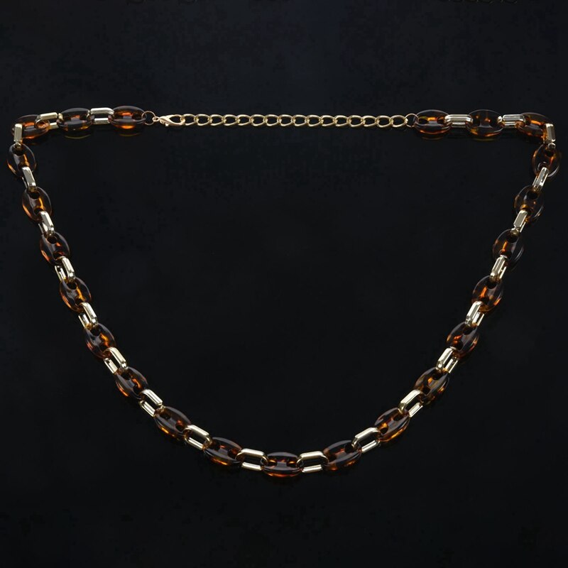 Retro body chain riem dames taille gouden luipaard geometrische elliptische acryl riem