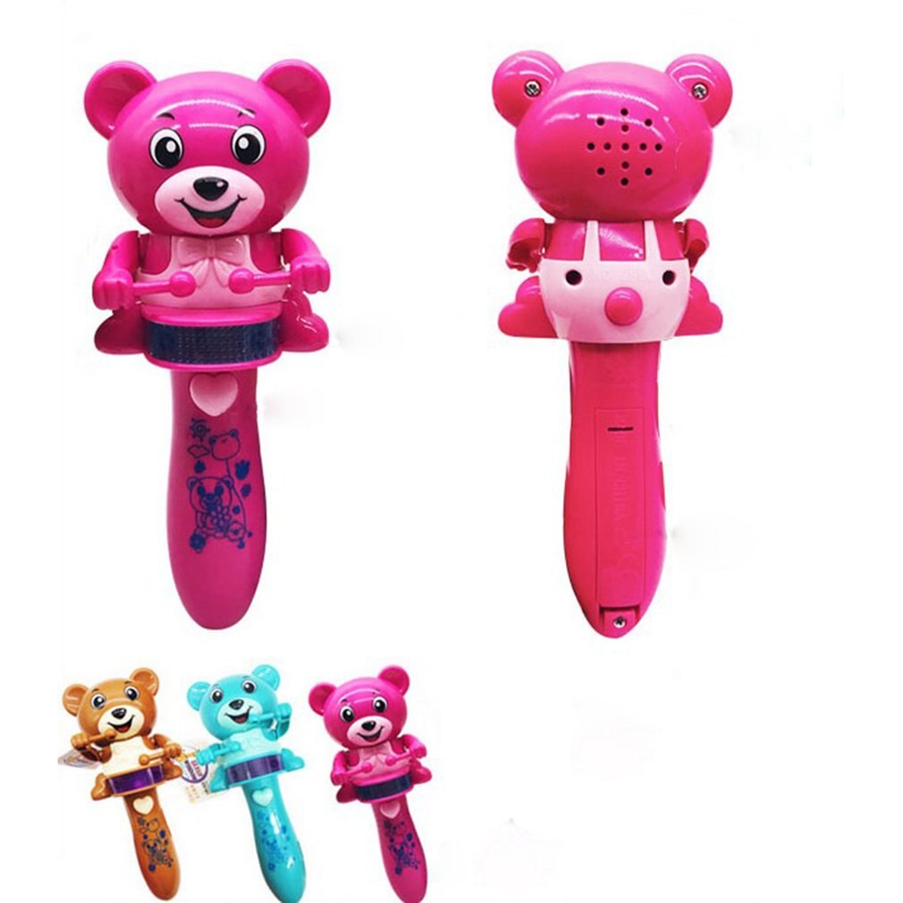 Lustige Elektrische Led Blinkt Musik Bär Trommel Nette Cartoon Tier-Stick Elektrische Spielzeug Bildung für Kinder Musical Instrument Spielzeug