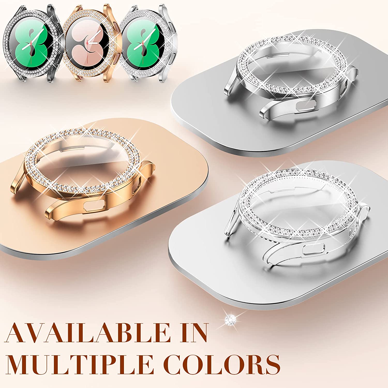 Cover for samsung Galaxy watch 4 Case Accessories Anti-fall Bling Double Diamond PC bumper protector Galaxy watch 4 44mm 40mm