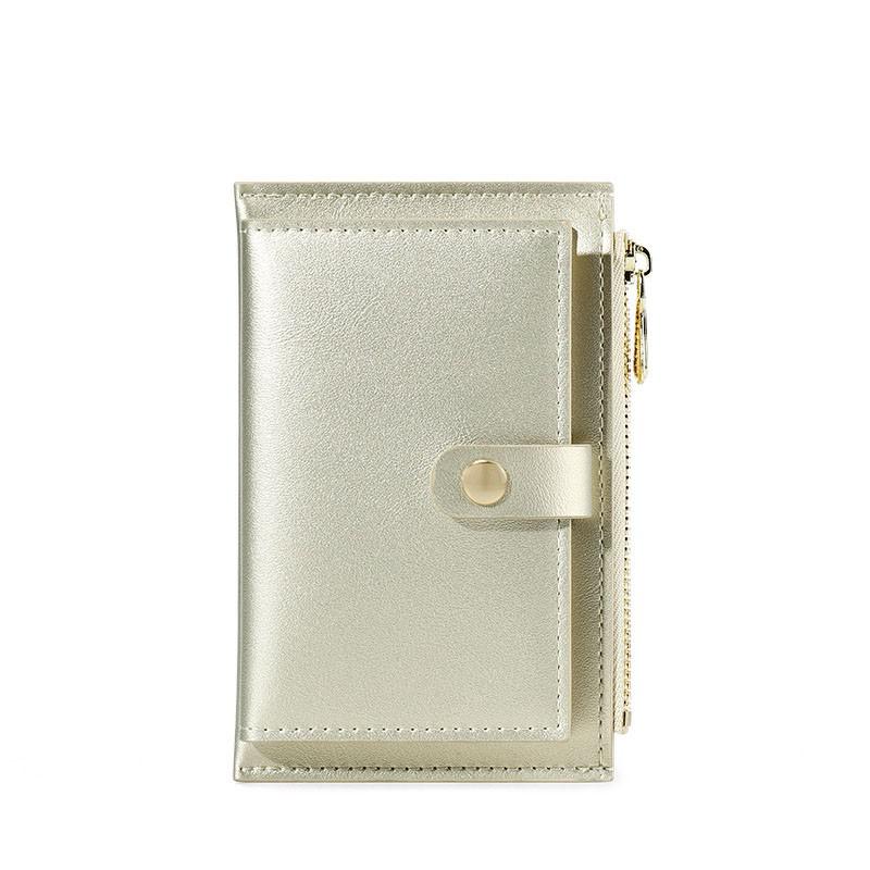 Women's Short wallet leather Pearly Lustre Coin Purse Female Card Holders Hasp Zipper Clutch Wallet CuzdanSimple Wallet: Golden