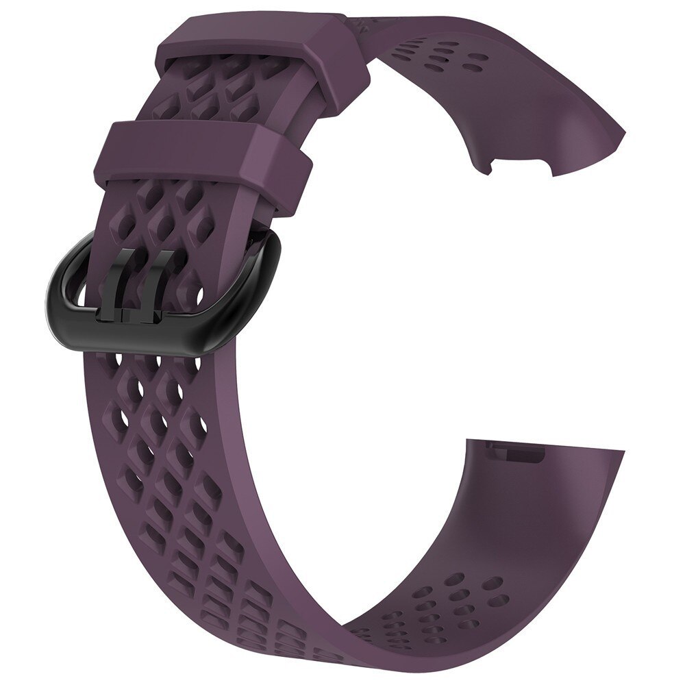 Erstatningsbånd til fitbit charge 3 rem silikonebånd til fitbit charge 4 åndbar urrem til fitbit charge 4/3 bånd: Lilla / S (140-180) mm
