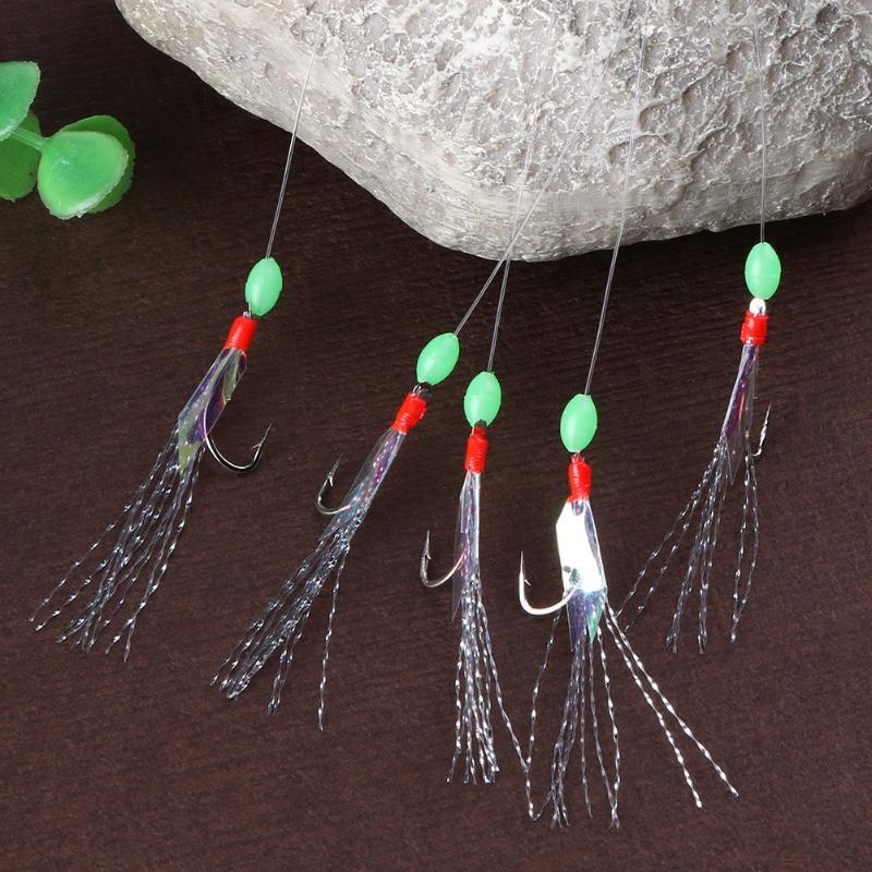 5pcs Simulation Barbed Sabiki Hook Rigs Size 6 for Lure Fishing Accessories