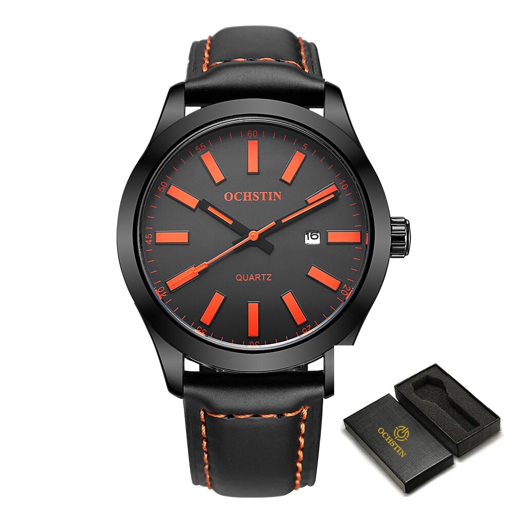 Ochstin Heren Horloge Nylon Band Chronograaf Horloge Top Mannen Quartz Klok Man Horloges Relogio Masculino: Black Orange L