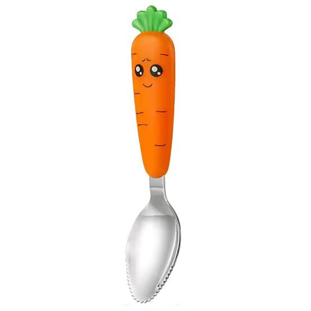 Couverts de carotte de dessin animé mignon, vaisselle en acier inoxydable, cuillère fourchette à carotte, ensemble de fourchettes de Table, cuillères de voyage, 1 pièce: 3A