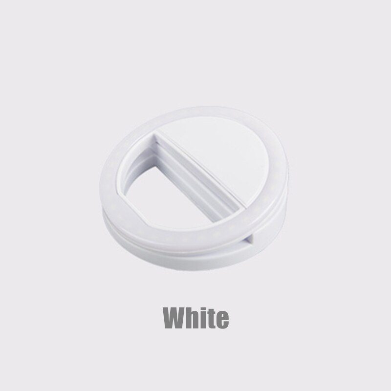 Selfie universel LED Flash anneau lumière lampe Portable lentille de téléphone Portable pour iPhone Xiaomi mi9t Samsung S10 S9 anneau lumineux pince: WHITE