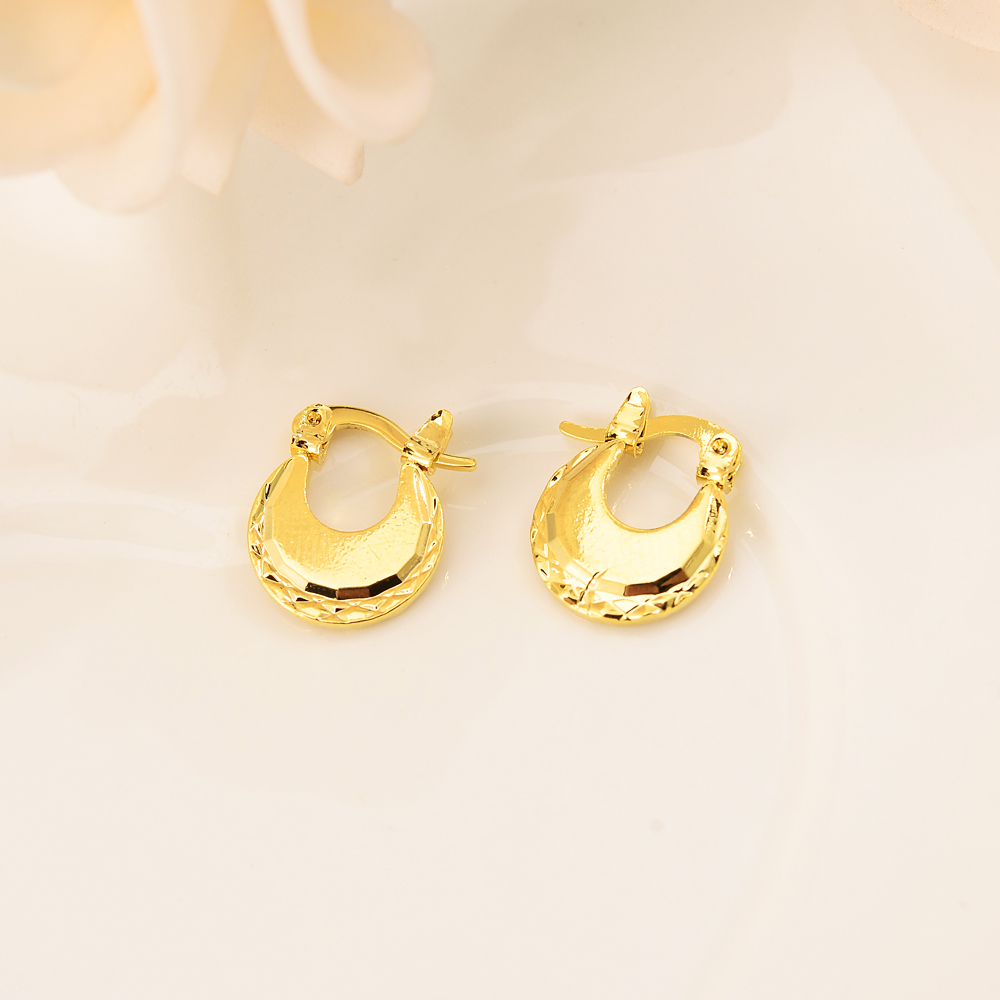 gold mini Kid Baby Little Girls jewelry Security Safety Princess Round Gold Huggies hoop earrings for women party Jewelry