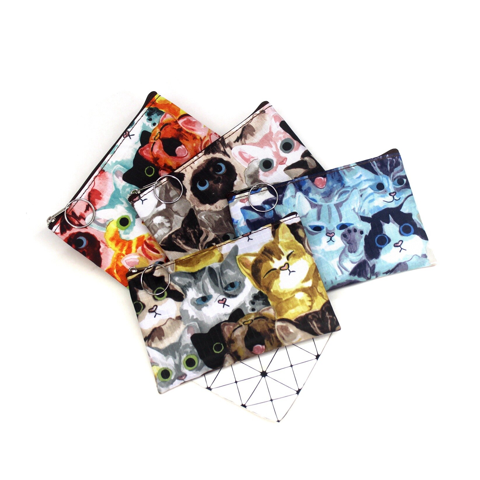 Monedero con estampado de gato para niñas pequeñas, monederos Vintage para mujer, billeteras cero, bolso de mano, monedero para mujer