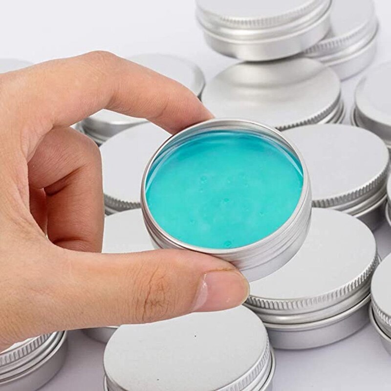 LBER 35Pcs 2 Oz Food Tins Aluminum Storage Cans Screw Top Round Steel Tins Cans with Screw Lid Screw Lid Containers