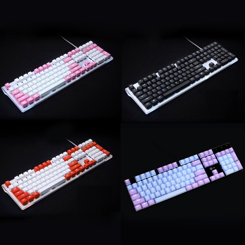 Translucent Double Shot PBT Keycaps - 104 Keys - Backlit for Cherry MX Mechanical Keyboard Switches