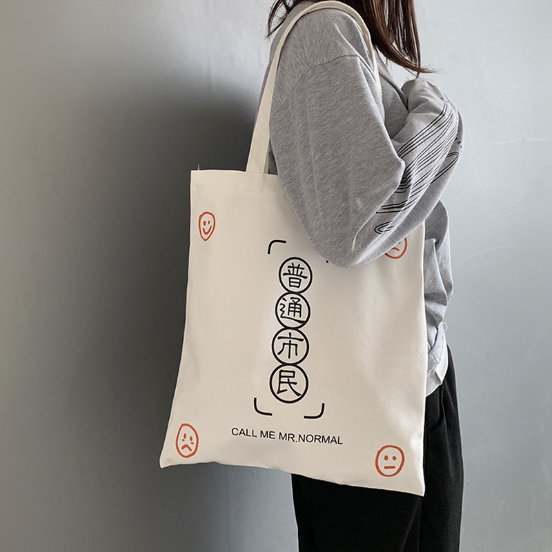Vrouwen Casual Canvas Boodschappentassen Japan Grote Tote Schoudertas Dames Katoenen Doek Rits Handtassen Eco Herbruikbare Shopper Bag