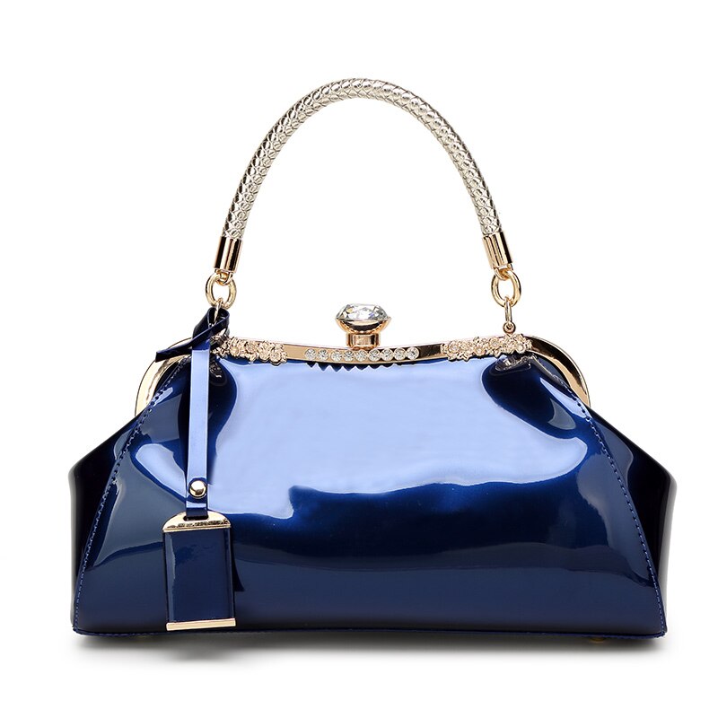 Zenbefe Avondtassen Patent Leather Vrouwen Handtassen Vrouwen Schoudertassen Dames Slipkoppeling Wedding Party Bags: Blue