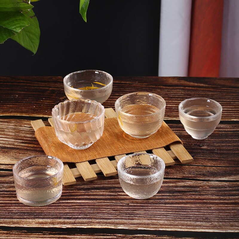 Japanese Style Glass Small Tea Cup Gongfu Tea Set Eight-piece Glass Tea Cup Glass Tea Cup Set Chinese Tea Set Shot Glas